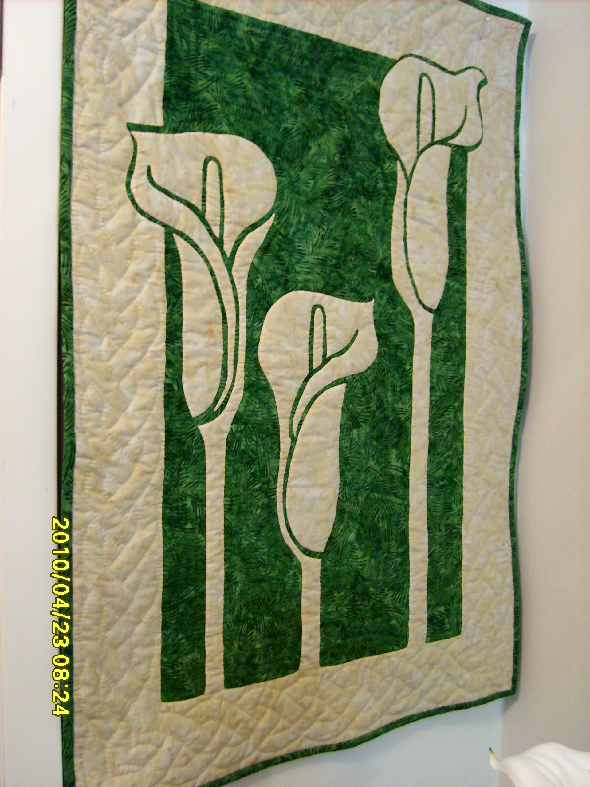 Calla Lilies 2 Fabric Applique Quilt by Karen K