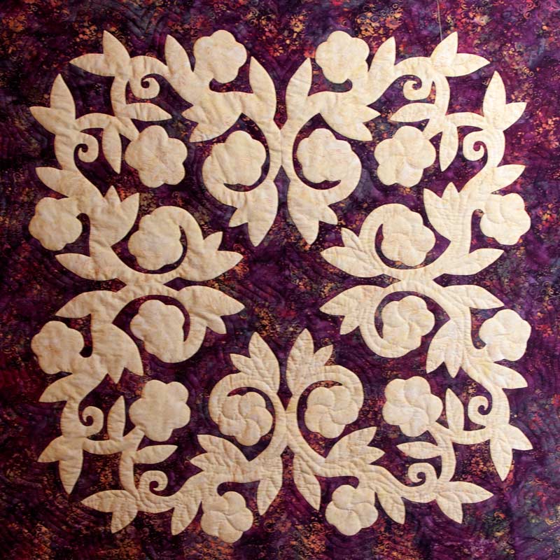 Plumeria Hawaiian Bed Quilt Pattern
